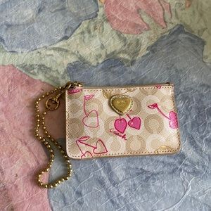 Coach cherry card and coin pouch + chain